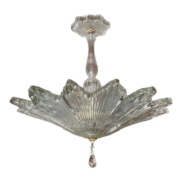 Vintage Art Deco Glass Starburst Pendant For Sale