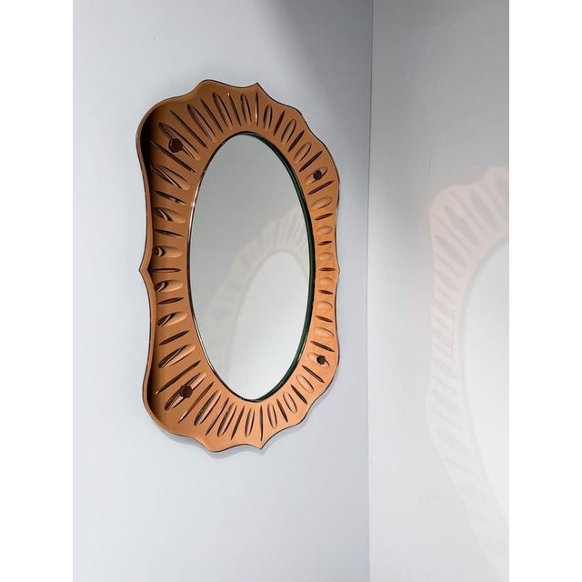 Vintage Italian Peach-Pink Crystal Mirror, 1950s For Sale - Image 18 of 18