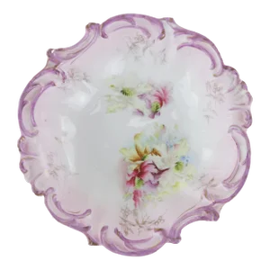 Rs Prussia Victorian Purple and White Floral Scalloped Plate With Gold Detailing