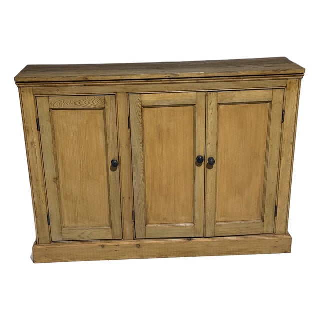 Antique Pine Three Door Cupboard / Cabinet From England For Sale
