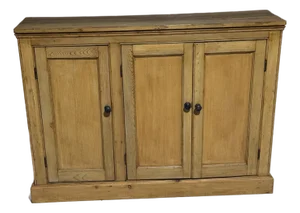 Antique Pine Three Door Cupboard / Cabinet From England