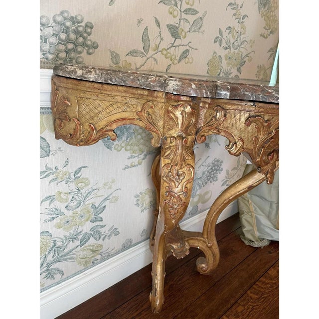 Rare 18th Century Antique Marble & Wood Demi Lune Tables- A Pair For Sale - Image 10 of 11