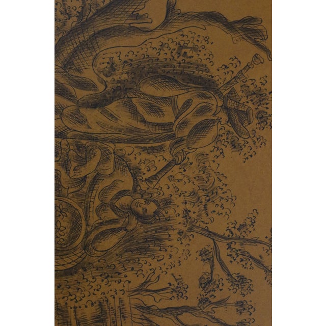 Mid-Century Italian Tole Tray Table in Yellow With Pastoral Figural Scene For Sale - Image 12 of 14