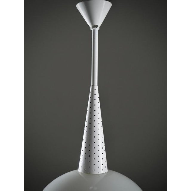 Holophane Ceiling Lamps in Metal and Glass by Mathieu Matégot for Holophane, 1960s, Set of 2 For Sale - Image 4 of 11