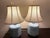 These quadruple sided three way switch pair of French Blue ceramic lamps are wonderful for bedside use, ladies vanity or...
