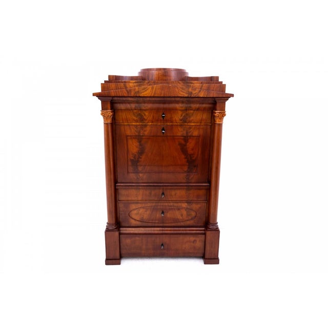 Biedermeier secretaire, Western Europe, c. 1840. The piece is in very good condition, having undergone professional...