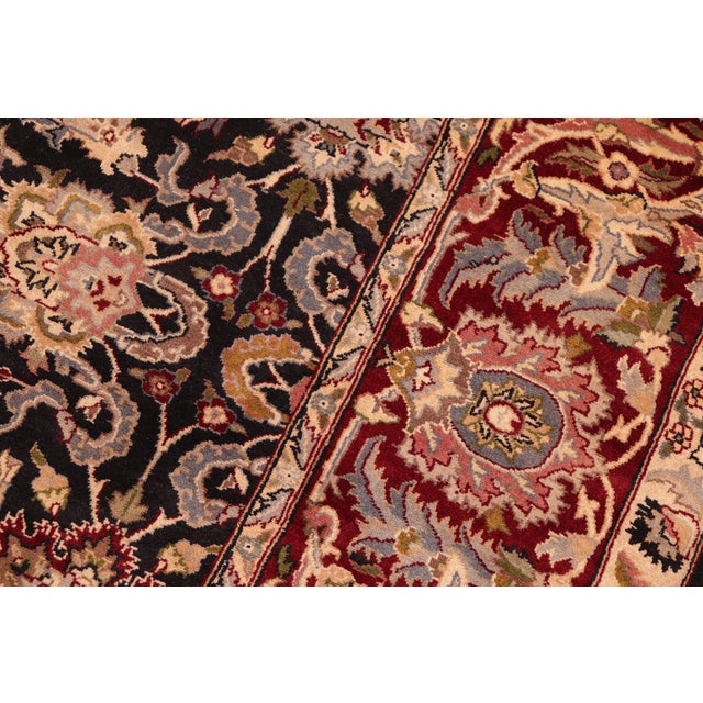 Floral 1990's Agra Pak-Persian Black/Red Wool Rug - 6'0'' X 9'2'' For Sale In New York - Image 6 of 9