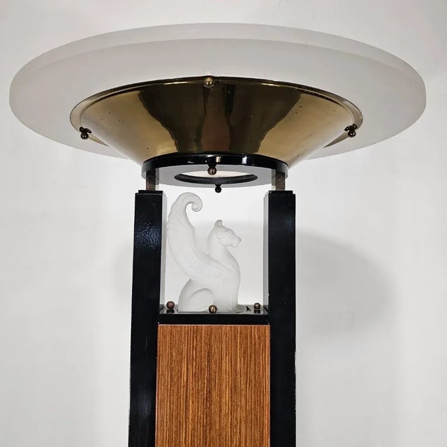 1980s Charles Hollis Jones Lucite Attributed Wood Brass Floor Lamp Torchiere " Pegasus" For Sale - Image 10 of 12
