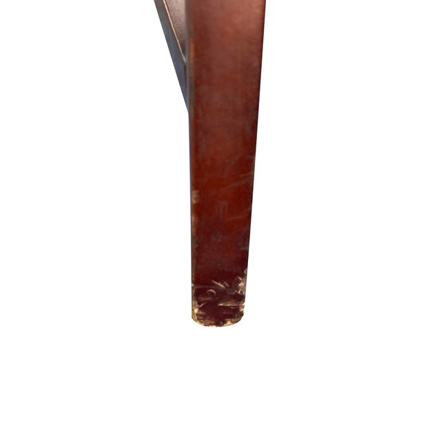 Chesterfield Tufted Blue Leather Arm Chairs Set of 7 English Style With Brass Nailhead Accent's For Sale - Image 9 of 12