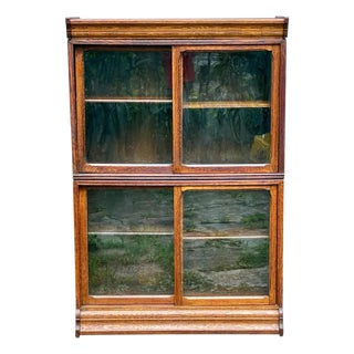Antique Oak Danner Stacking Barrister Bookcase With Glass Doors For Sale