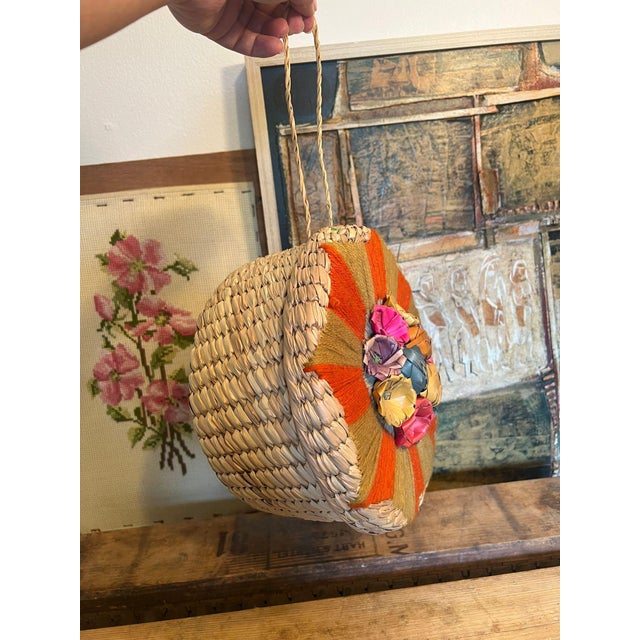 1970s 1970s Woven Basket Decor Round Storage Container For Sale - Image 5 of 7