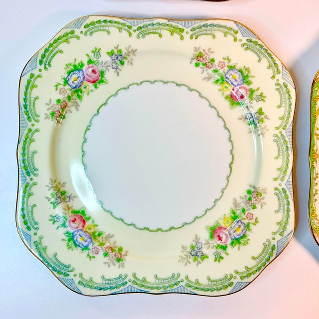 Asparagus 1950s Vintage Boho Chic Japanese Eclectic Victorian China Luncheon Plates - Set of 4, Meito China For Sale - Image 8 of 11