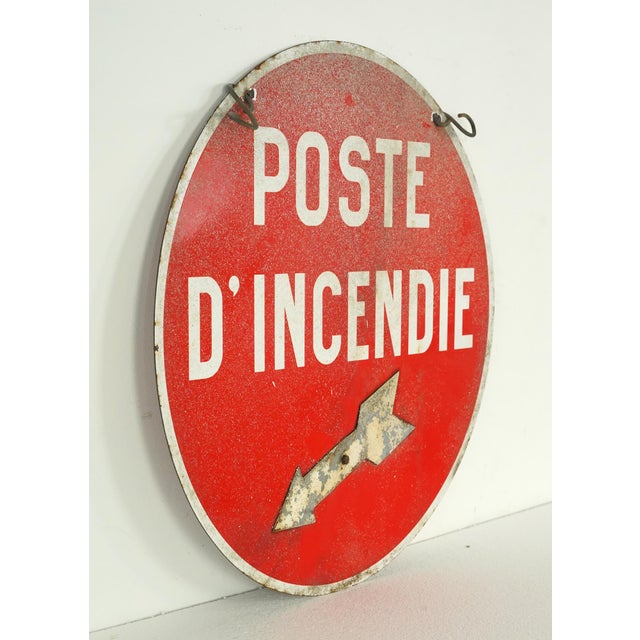 Traditional Vintage French Steel Fire Station Directional Location Sign For Sale - Image 3 of 7