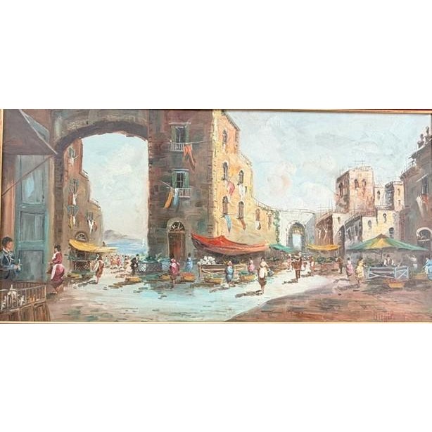 This is a vibrant mid-century European impressionist oil painting on canvas by Italian artist Virgili. The composition...