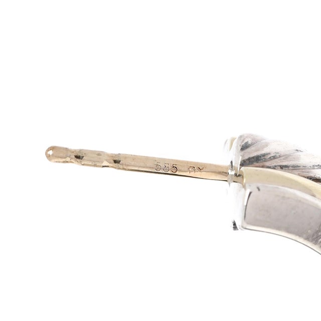 David Yurman Cable Hoop Earrings, Sterling Silver & 14k Yellow Gold, Length .75 For Sale - Image 4 of 7