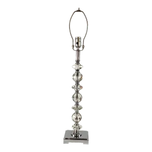 1990s Cut Crystal Diamond, and Ball Table Lamp with Chrome Base