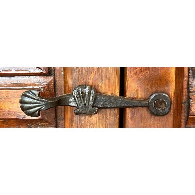 Wood 20th Century Spanish Carved Walnut Tuscan Cabinet with One-Drawer For Sale - Image 7 of 12