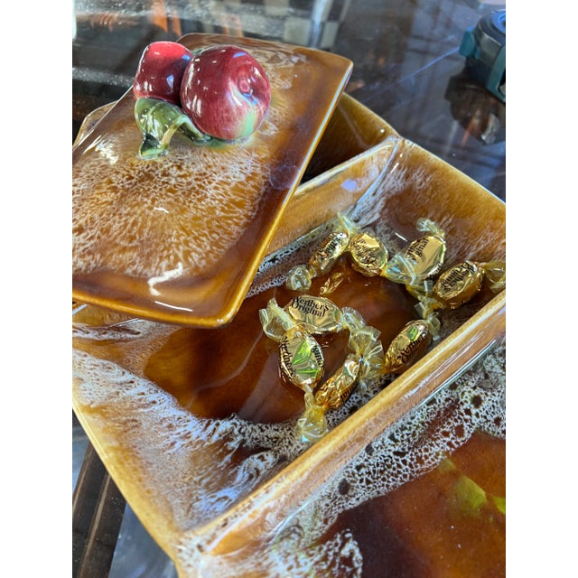 Rustic European Vintage Apple Detail Ceramic Dish For Sale - Image 3 of 5