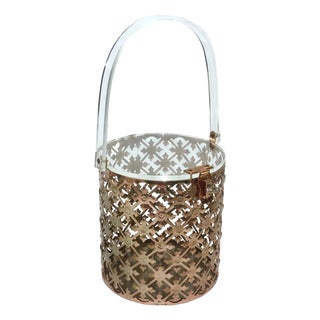 Pierced Metal Filigree & Lucite Cylinder Box Handbag, 1950's For Sale