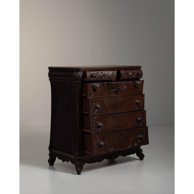 19th Century French Dark Brown Louis XV Ornate Chest of Drawers For Sale - Image 15 of 15