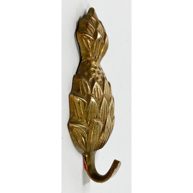 Figurative Vintage Brass Pineapple Wall Hook For Sale - Image 3 of 5