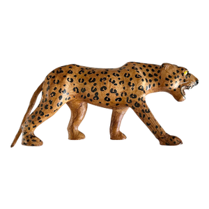 Vintage Leather Leopard Statue