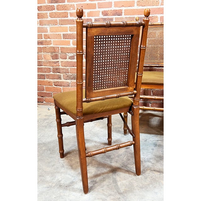 Wood Vintage Faux Bamboo Stakmore Folding Dining Chairs - Set of 8 For Sale - Image 7 of 12