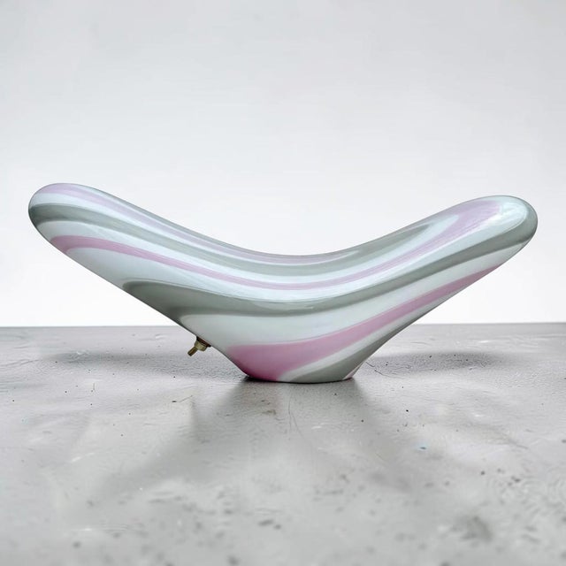Glass Vetri-Murano Glass Art Crescent Shaped Table Lamp For Sale - Image 7 of 10