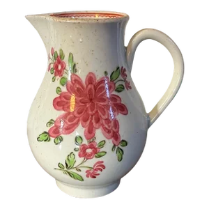 Antique 18th Century Chinese Export Porcelain Sparrow Beak Cream Jug in Famille Rose Glaze