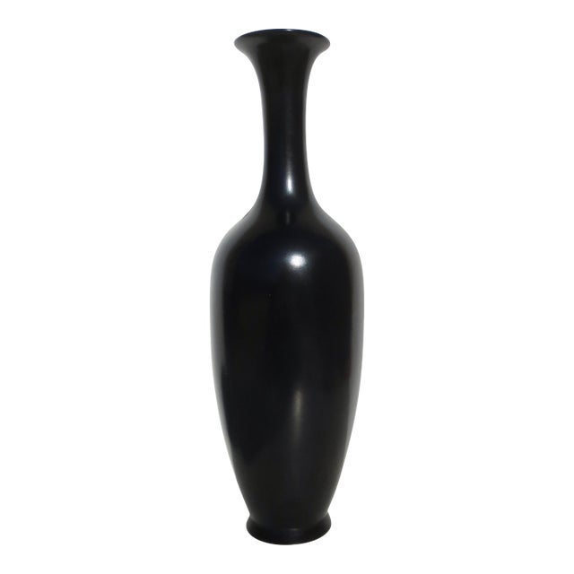 Mid-Century Japanese Tokoname Matte Bronze Glaze Vase For Sale