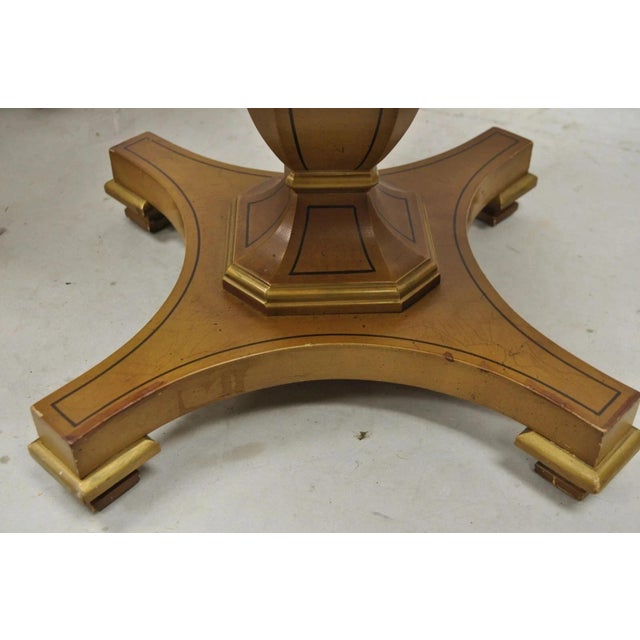 Wood Vintage Empire Style Low Marble Top Pedestal Base Side Tables by Imperial - Pair For Sale - Image 7 of 11