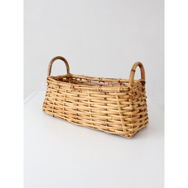 Vintage Wicker Basket With Bentwood Handles For Sale - Image 10 of 10