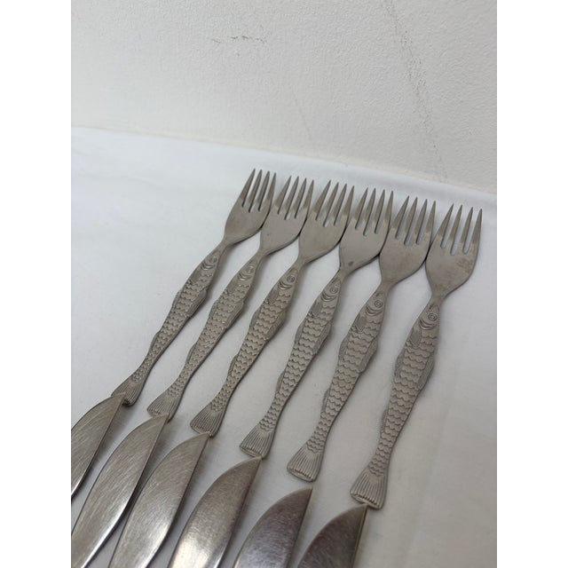 1960s Mid-Century Cromargan Form 2500 Fish Cutlery from WMF, 1960s, Set of 12 For Sale - Image 5 of 9
