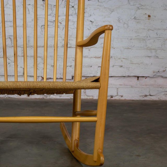 Late 20th Century Scandinavian Modern Rocking Chair Model J16 by Hans Wegner Beechwood & Natural Cord Seat For Sale - Image 10 of 17