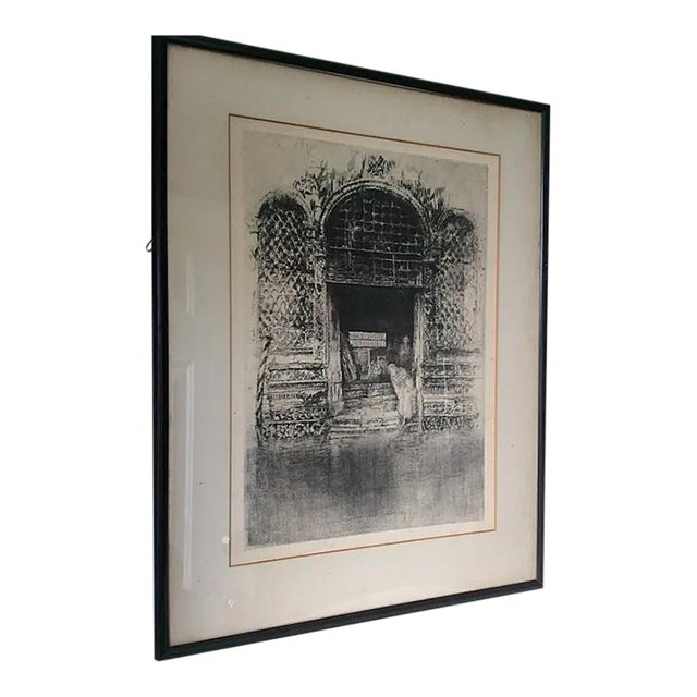Antique Signed Print of a Mosque, Ethnographic, Architectural, Signed For Sale
