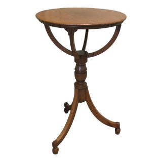 Cherry Wood Tilt-Top Table with Floor Globe Base For Sale