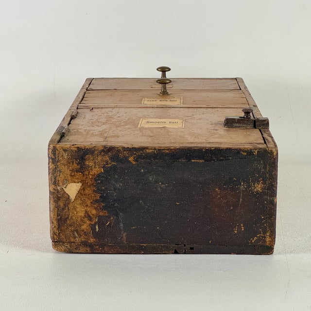 Spectacular Diminutive Antique Painted Pine Apothecary 3 Compartment Cupboard With Labels For Sale - Image 16 of 16