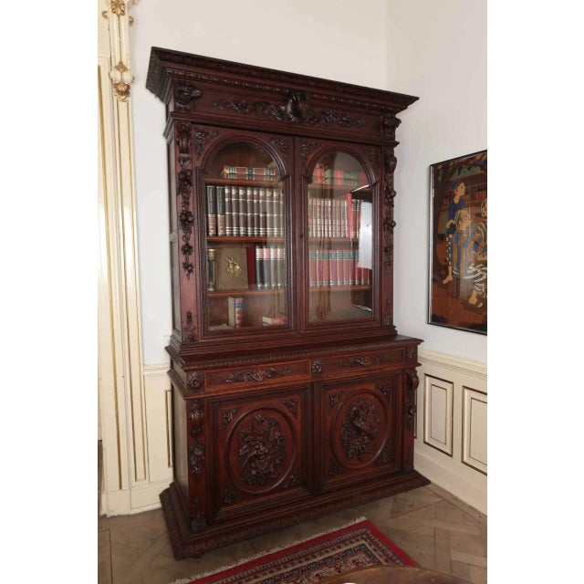 Wood Antique Oak Hunting Sideboard For Sale - Image 7 of 7