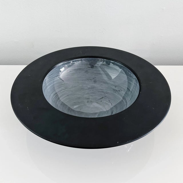 Mid-Century Modern Vintage Giulio Lazzotti for Casigliani Bardiglio Marble and Slate Large Bowl For Sale - Image 3 of 11