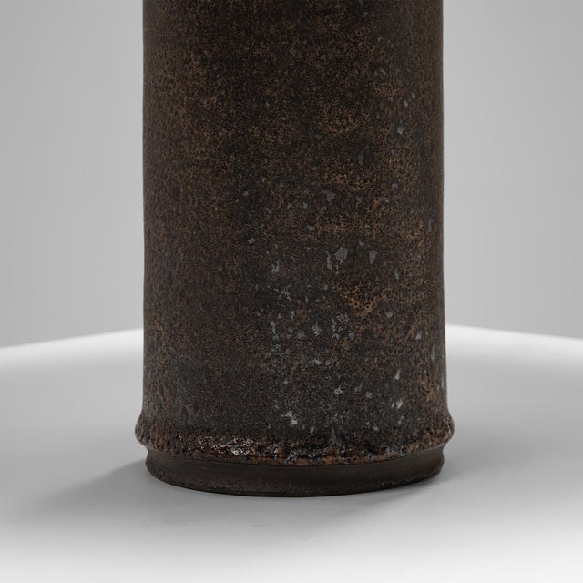 1970s Brown Glazed Stoneware Table Lamp by Kai Klinge for Oreby Keramik, Denmark, 1970s For Sale - Image 5 of 9