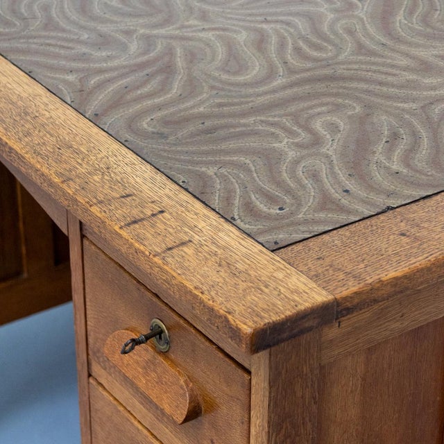 Dutch Arts & Crafts Oak Desk, 1890s For Sale - Image 10 of 15