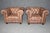 English Pair of English Custom Chesterfield Brown Distressed Leather Tufted Club Chairs For Sale - Image 3 of 10