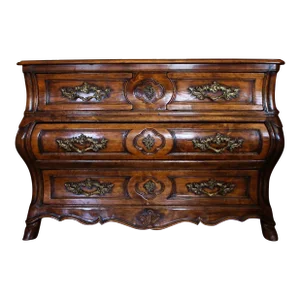 French Provincial Louis LXV Style Bombé Commode With Fine Hardware