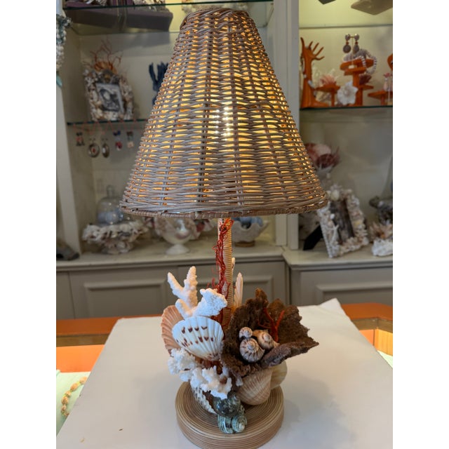 Boho Chic CSS 24"h. Wicker Lamp With Lampshade For Sale - Image 3 of 7