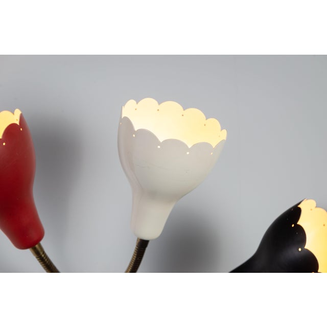 Black Adjustable Wall Lamp with Three Decorated Shades, 1960s For Sale - Image 8 of 13