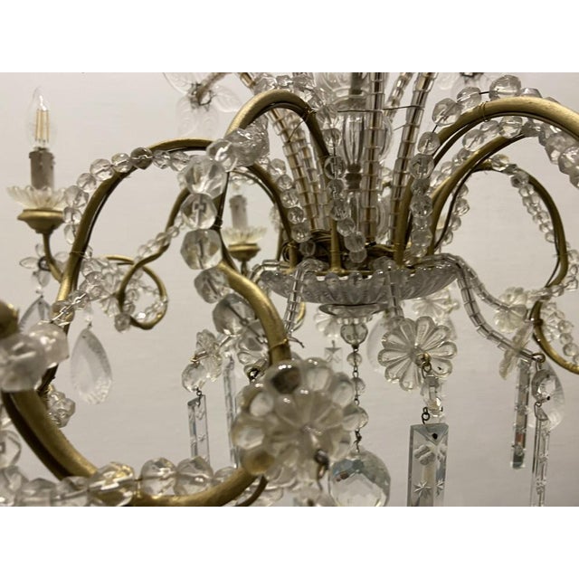 Crystal Beaded Murano Flower Chandelier, 1940s For Sale - Image 14 of 16