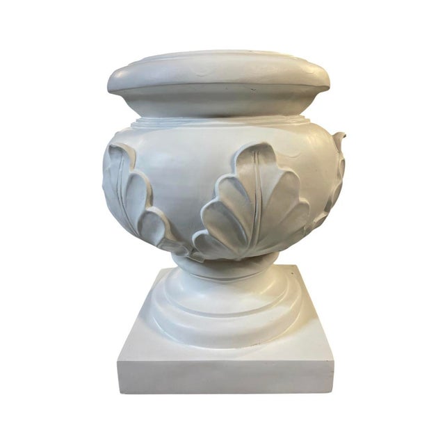 Neoclassical Style Cast Resin Cache Pot With Acanthus Leaf Detail For Sale - Image 4 of 11