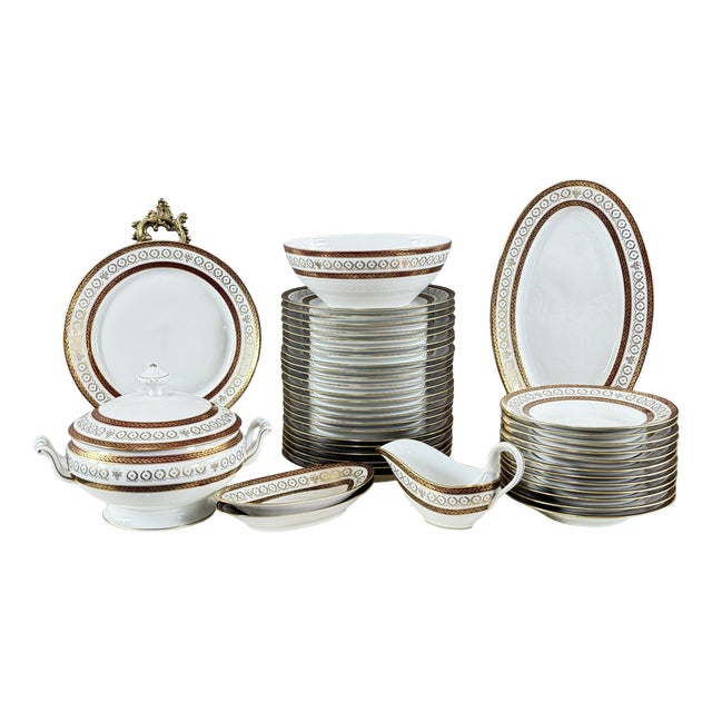 Porcelain Dinner Service by Leclaire, Limoges, 1950s, Set of 42 For Sale