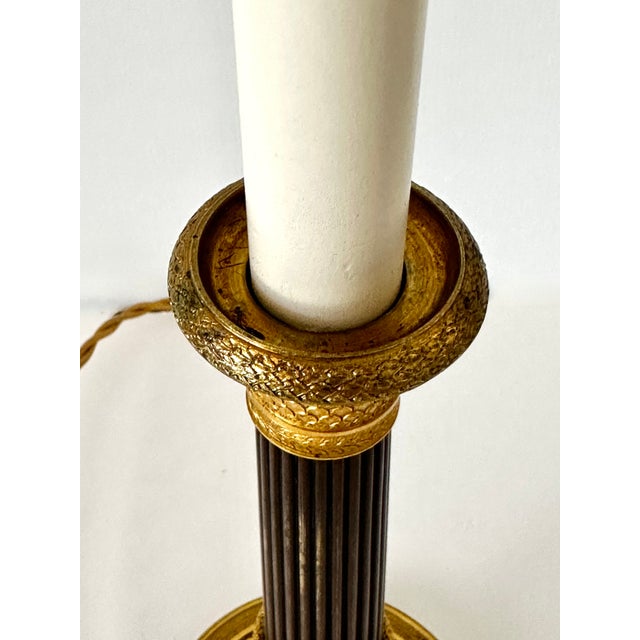 Early 19th Century Single Empire Gilt Bronze Period Candlestick as Lamp For Sale - Image 12 of 18