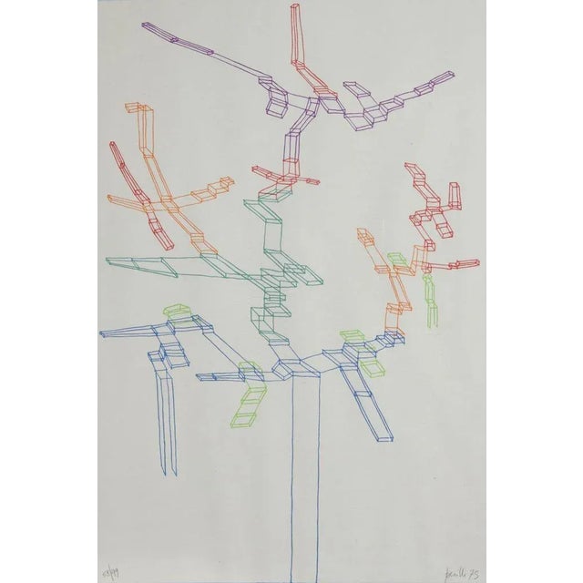 Mid-Century Modern Achille Perilli, Systematic 1°, Lithograph, 1975 For Sale - Image 3 of 6